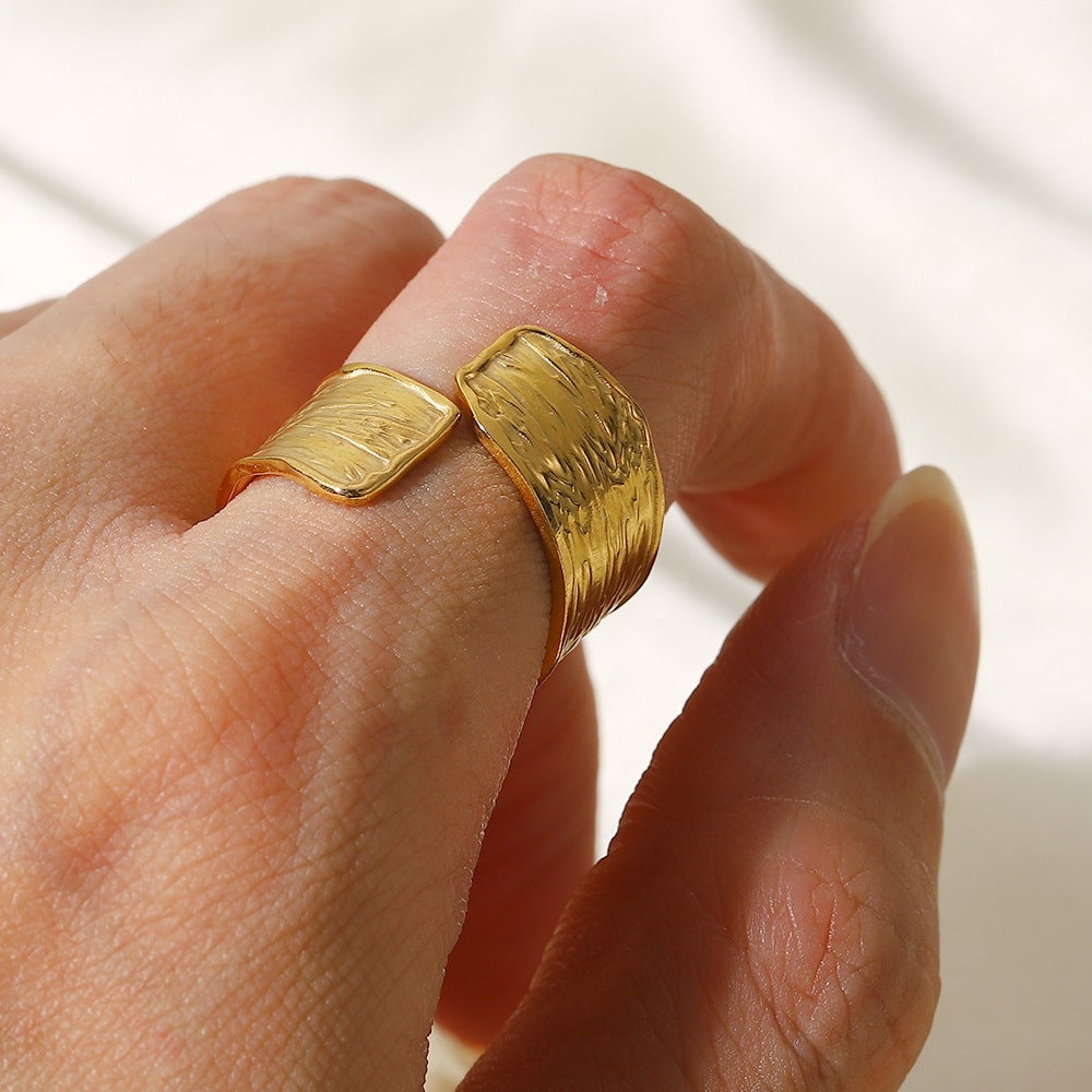 Women  Geometric Stainless Steel 18K Gold Plated Rings