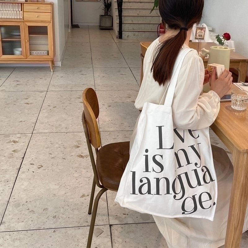 Women's Streetwear Letter Canvas Shopping Bags