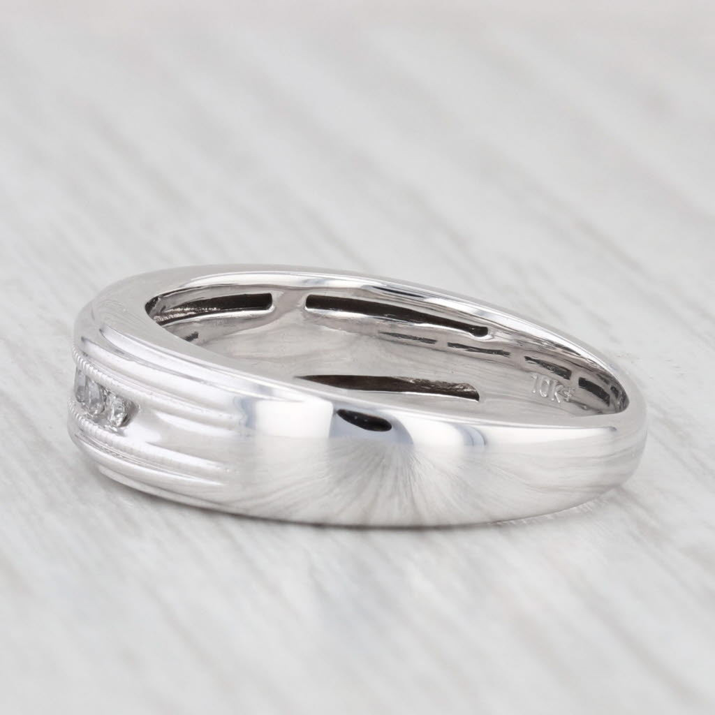0.60ctw Diamond Wedding Band 10k White Gold Size 7.5 Stackable Ring