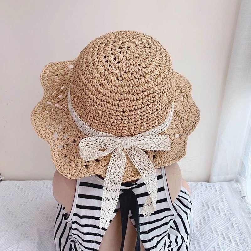 Women's Minimalist Classic Style Color Block Crimping Straw Hat