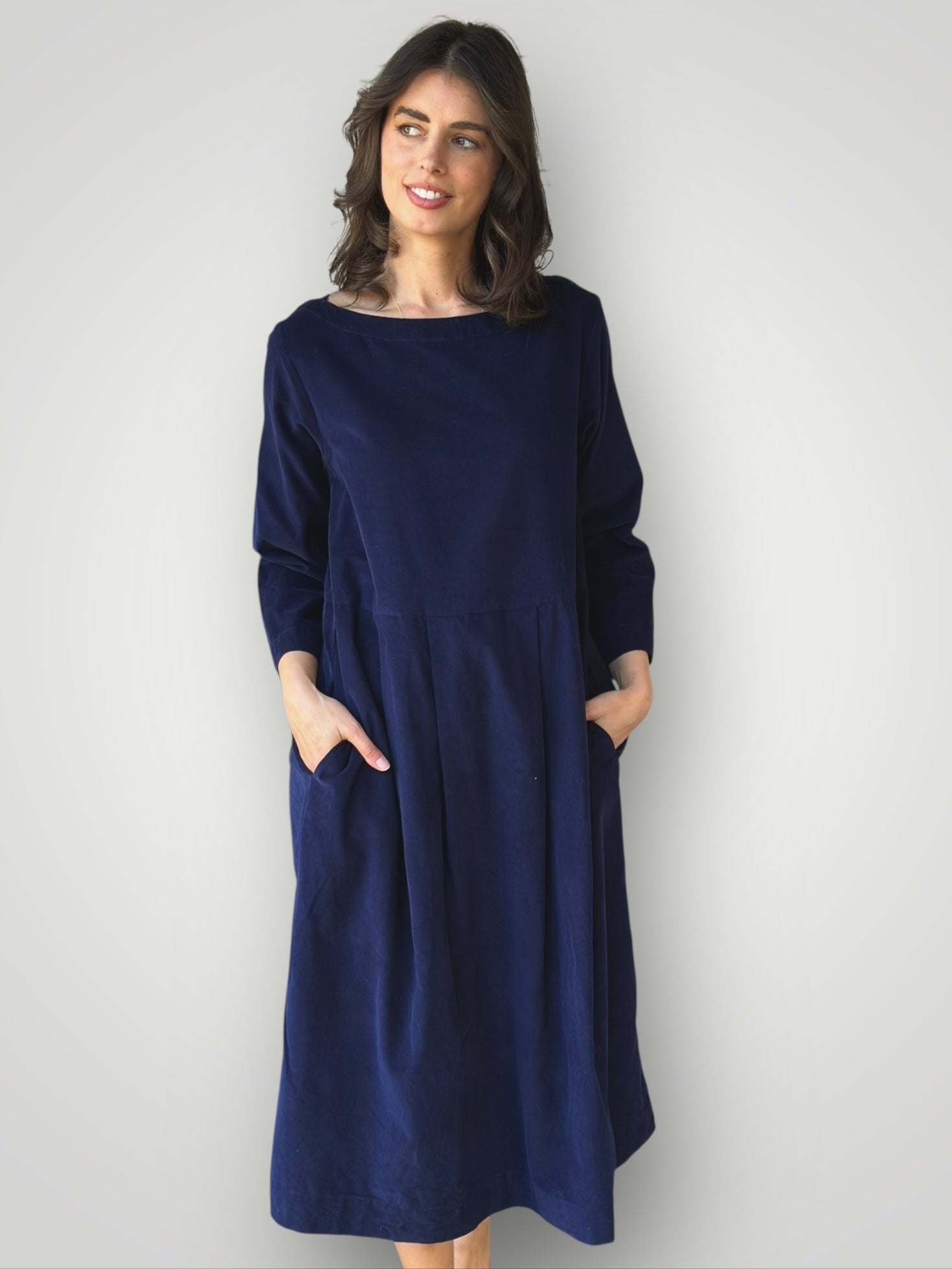 laura dress-indigo cord