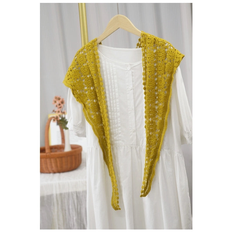 Cotton Handmade Crochet Triangle Scarf Spring And Summer Women's Solid Color Hollow-out Air-conditioning Room Neck Protecting Shawl Dual-purpose Scarf