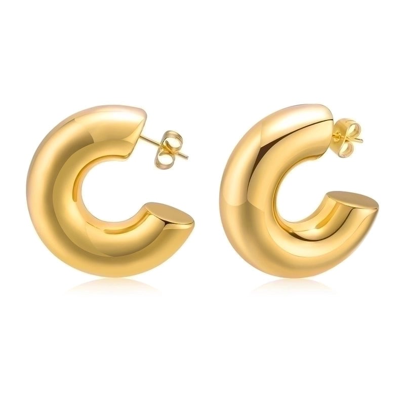 1 Pair Minimalist C Shape Plating Stainless Steel Ear Studs