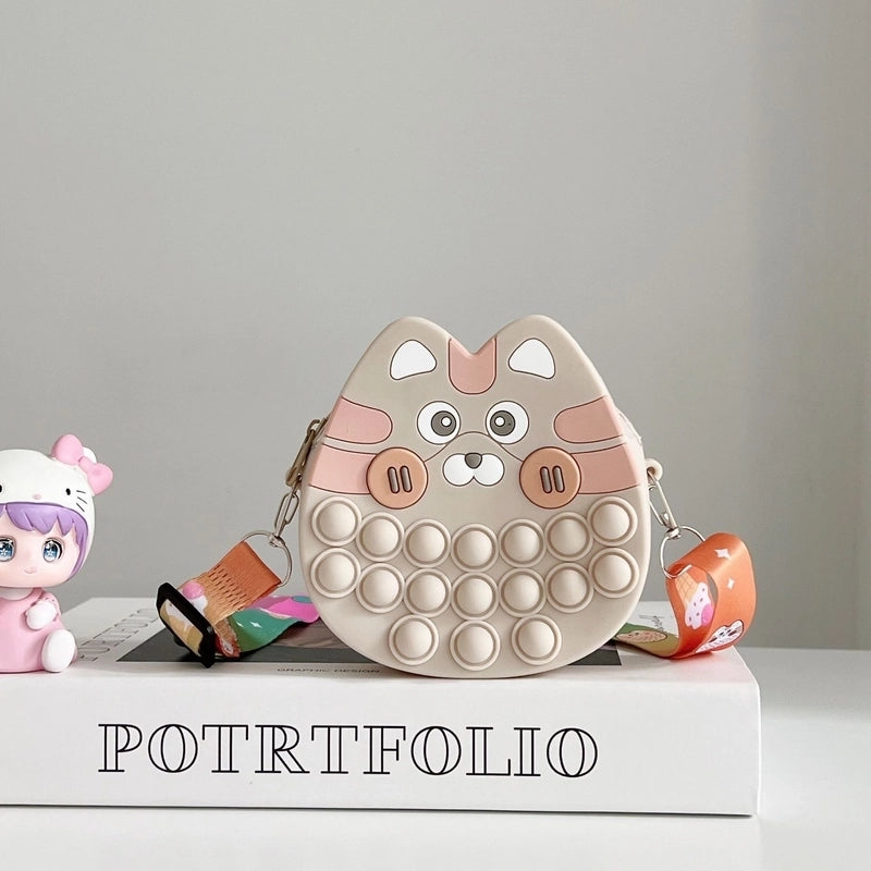 Unisex Silica Gel Animal Sweet Round Zipper Coin Purse