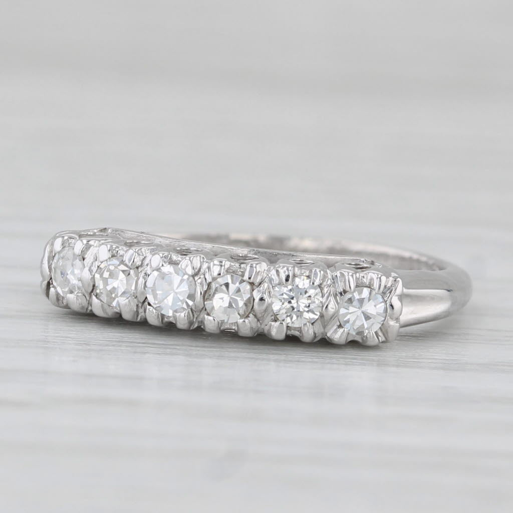 0.20ctw Diamond Wedding Band 14k White Gold Size 4.5 Stackable Anniversary Ring
