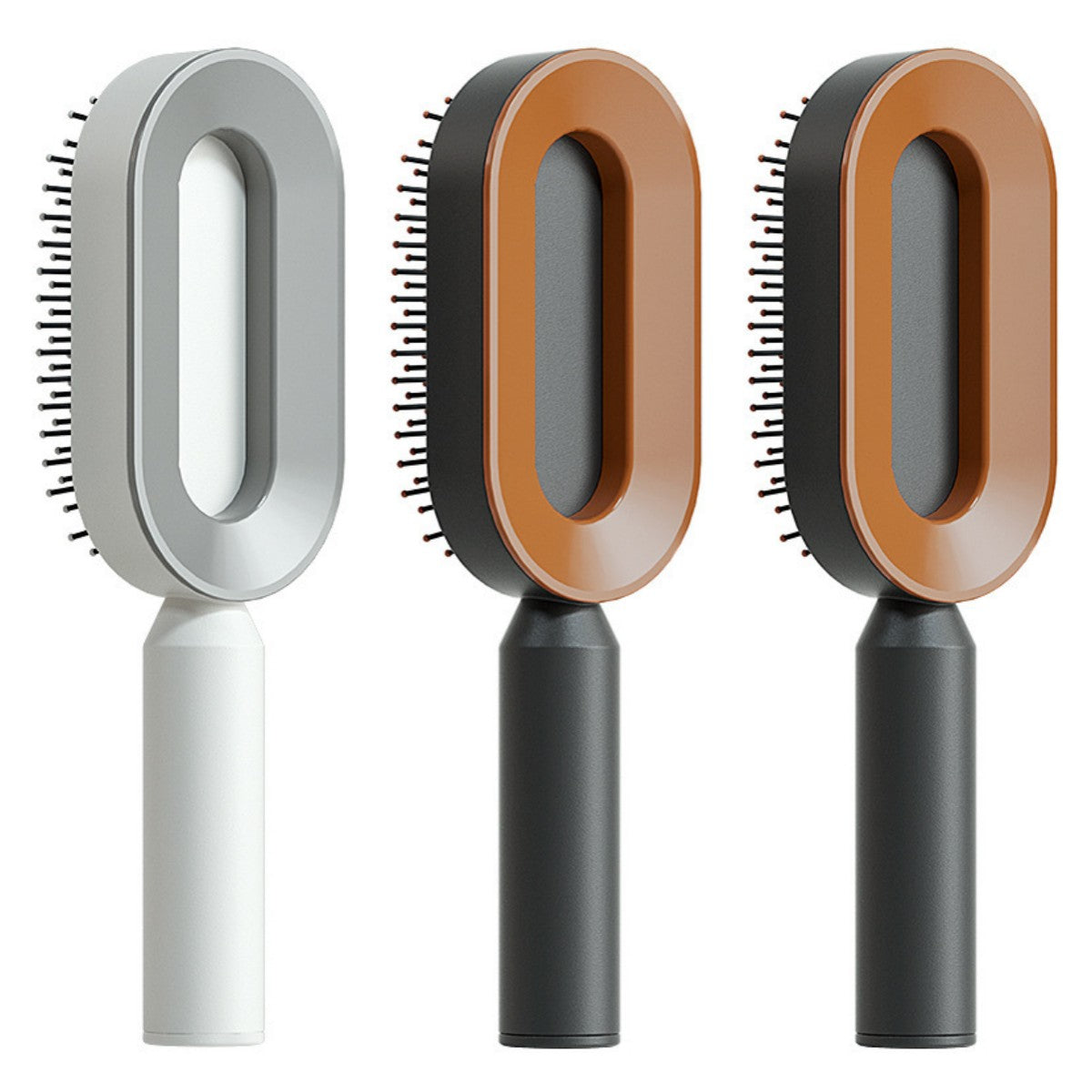 Self-cleaning hairbrush for women. One-button cleaning airbag to prevent hair loss