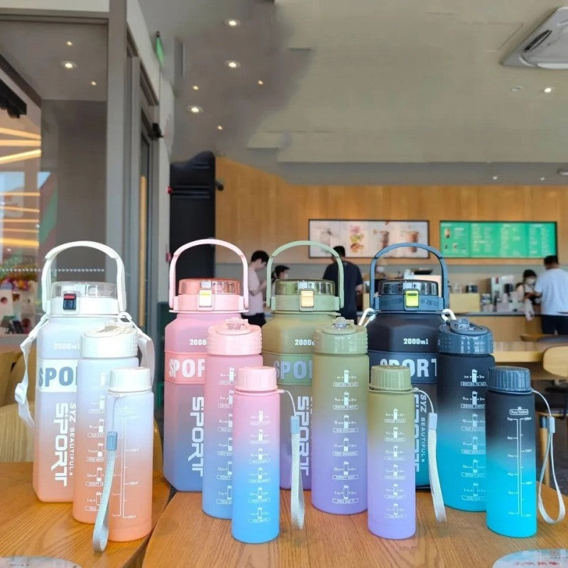 3pcs Water Bottle With Straw. BPA Free Water Bottle. 2 Liter Water Bottles Plastic Water Bottle