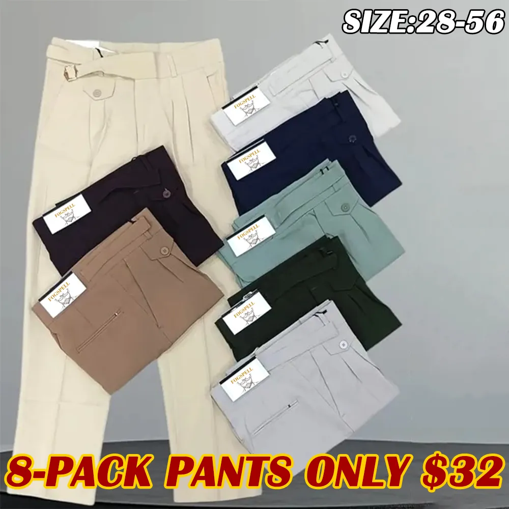 🔥9-PACK ONLY $34⚡Men's Stretch Gurkha Pants Slim Fit Dress Pants