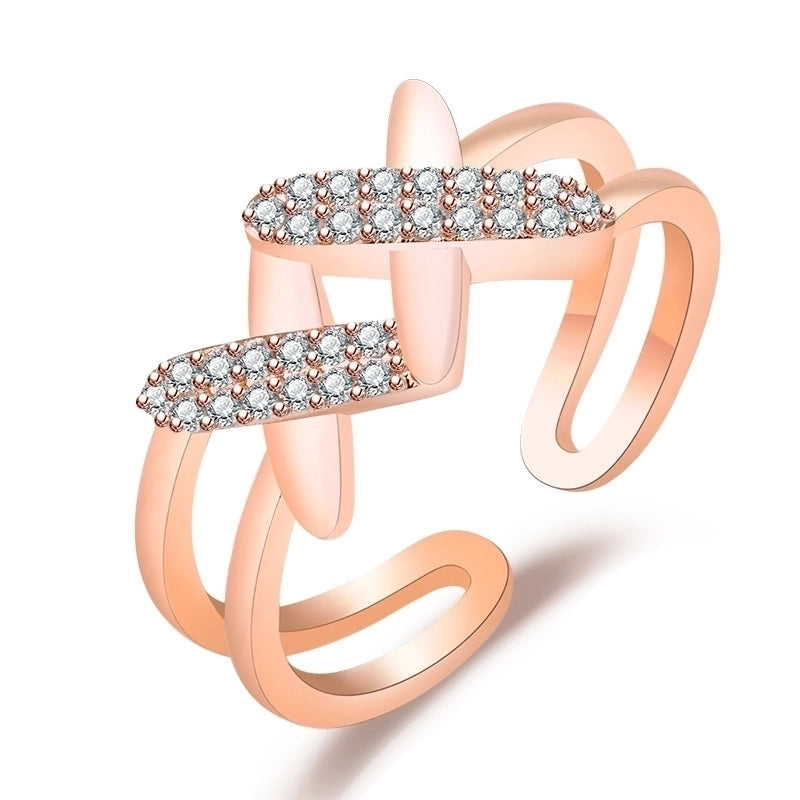 Minimalist Solid Color Copper Plating Inlay Artificial Diamond Rings 1 Piece