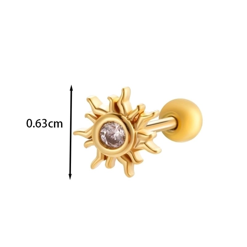 1 Piece Ear Cartilage Rings & Studs IG Style French Style  Water Droplets Flower Copper Inlay Zircon