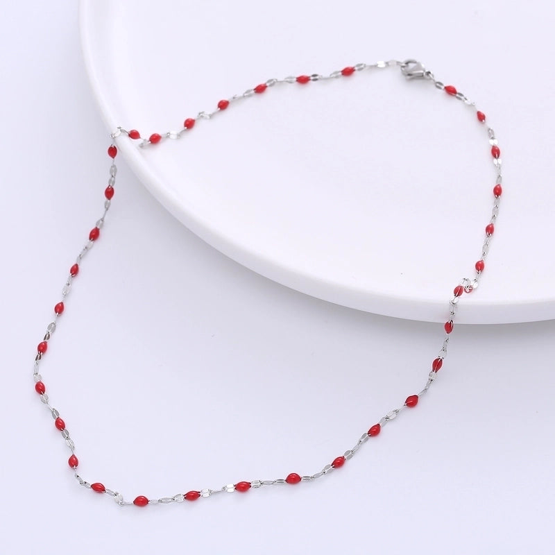 Minimalist Geometric 304 Stainless Steel Epoxy 18K Gold Plated Epoxy Chain Necklace