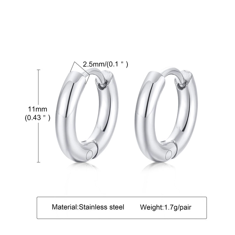 1 Pair Minimalist Solid Color Plating 304 Stainless Steel Hoop Earrings