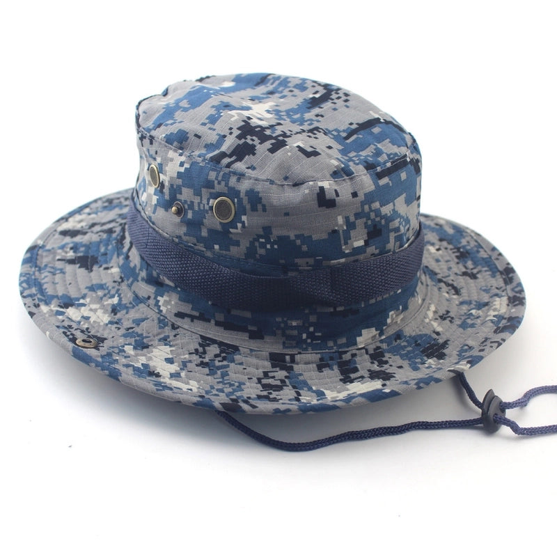 Hot Outdoor Sunscreen Round Edge Hat Mountaineering Hat Camouflage Jungle Hat Benney Hat Men's And Women's Fisherman Hat