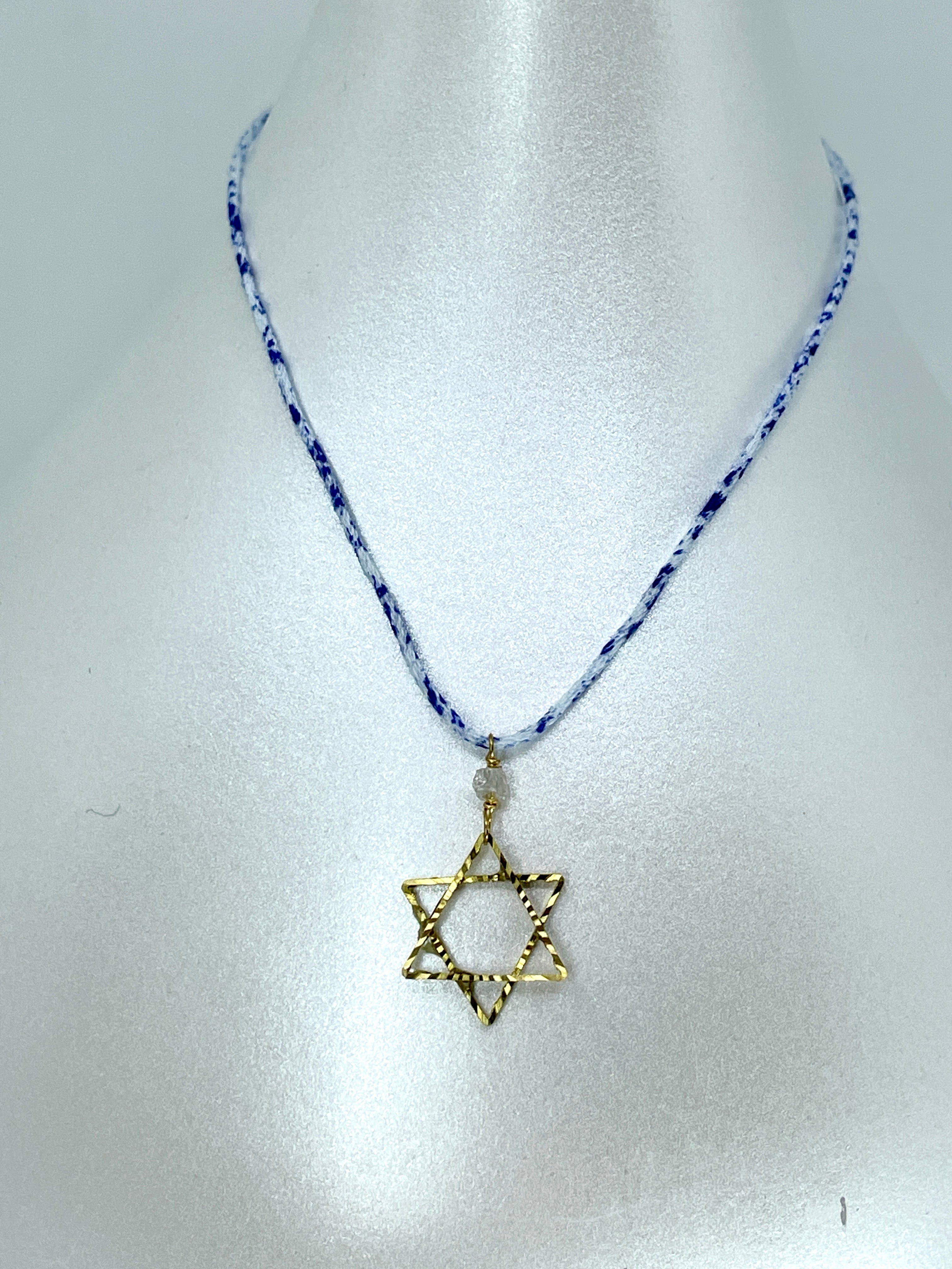 Star of David Necklace with Rough Diamond