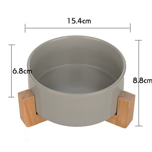 Ceramic Bowl with Wooden Stand in Yellow