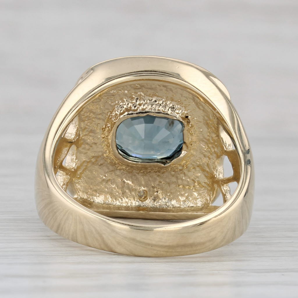 1.80ct Oval Blue Sapphire Diamond Ring 14k Yellow Gold Size 7 Ornate