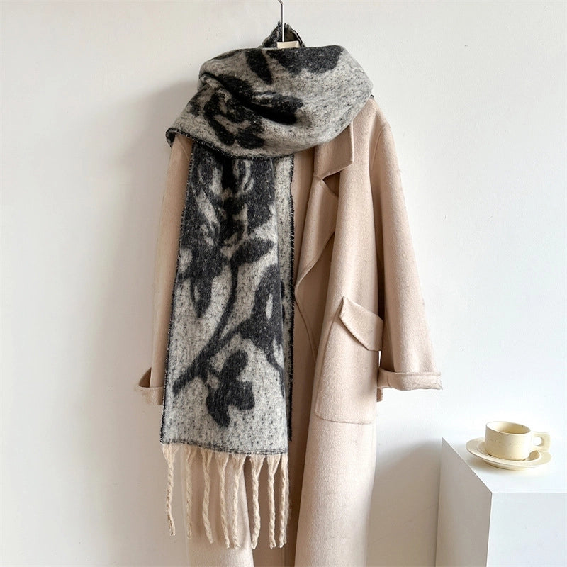 Women's Elegant Basic Minimalist Floral Imitation Cashmere Polyester Scarf