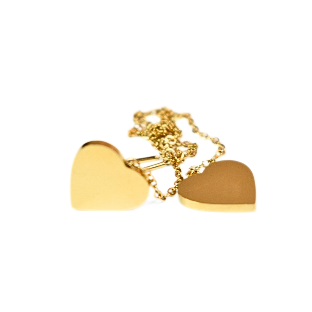 Thread through heart chained stud - Gold