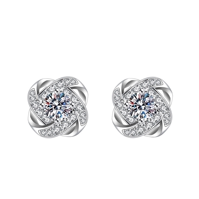 1 Pair Sweet Minimalist Round Heart Shape Bow Knot Plating Inlay Copper Zircon Silver Plated Drop Earrings