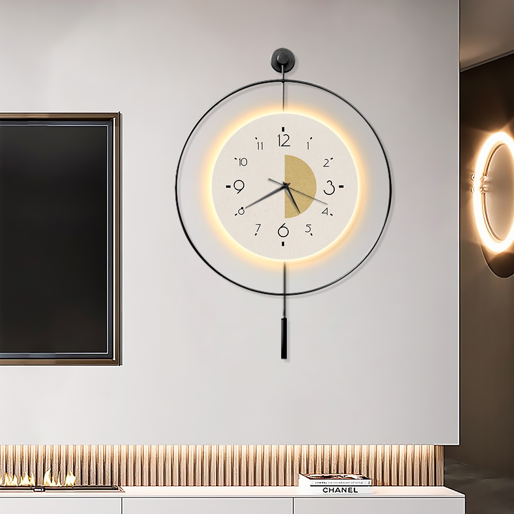 Living Room Wall Art Deco Clock Creative Led Silent Light Clock Nordic Home Decoration Metal Wall Clock