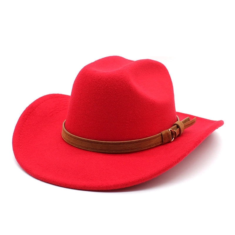 One-word Top Denim Top Hat Brim Felt Hat Men And Women Outdoor Western Denim Top Hat Woolen Jazz Hat