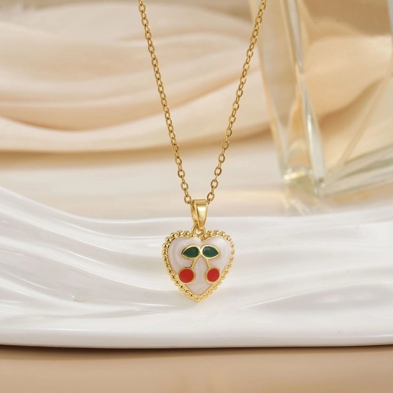 Minimalist Cherry Titanium Steel Plating Pendant Necklace