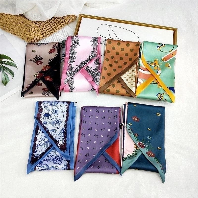 Unisex Sweet Polka Dots Polyester Printing Silk Scarves