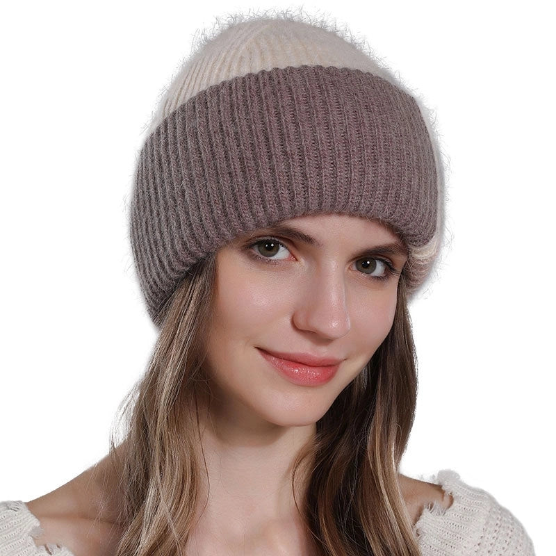 Women's Minimalist Color Block Flat Eaves Wool Cap