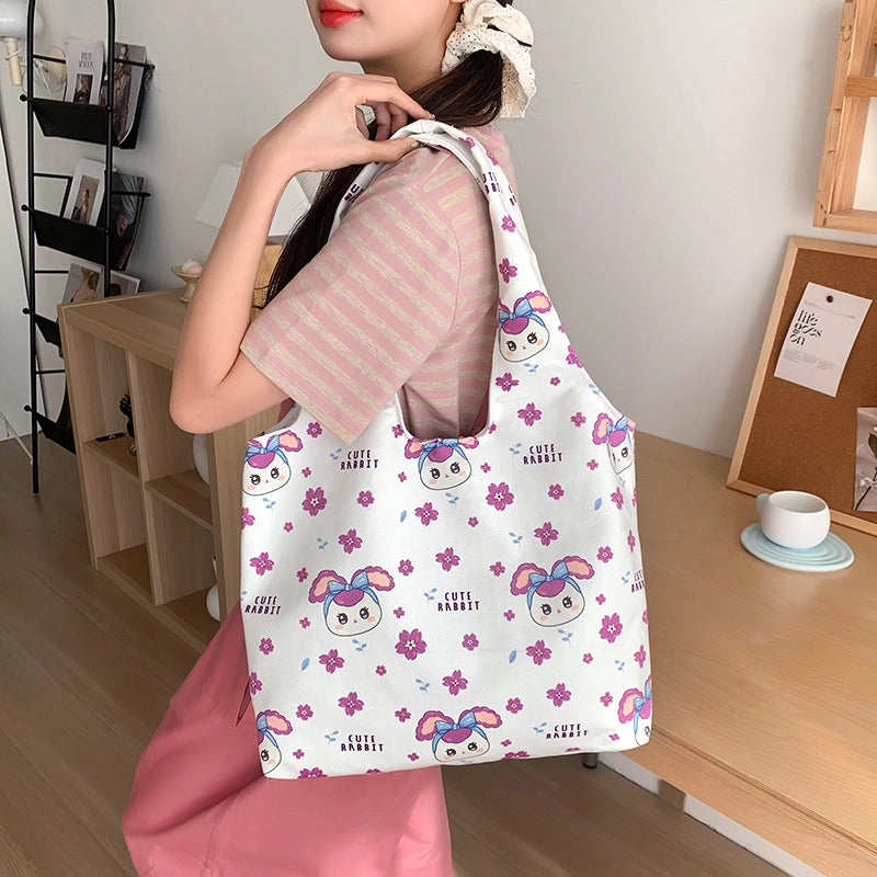 Women's Large Polyester Animal Letter Elegant Cute Streetwear Square Magnetic Buckle Tote Bag