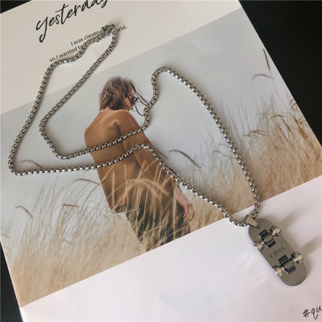 Steel Skateboard Necklace