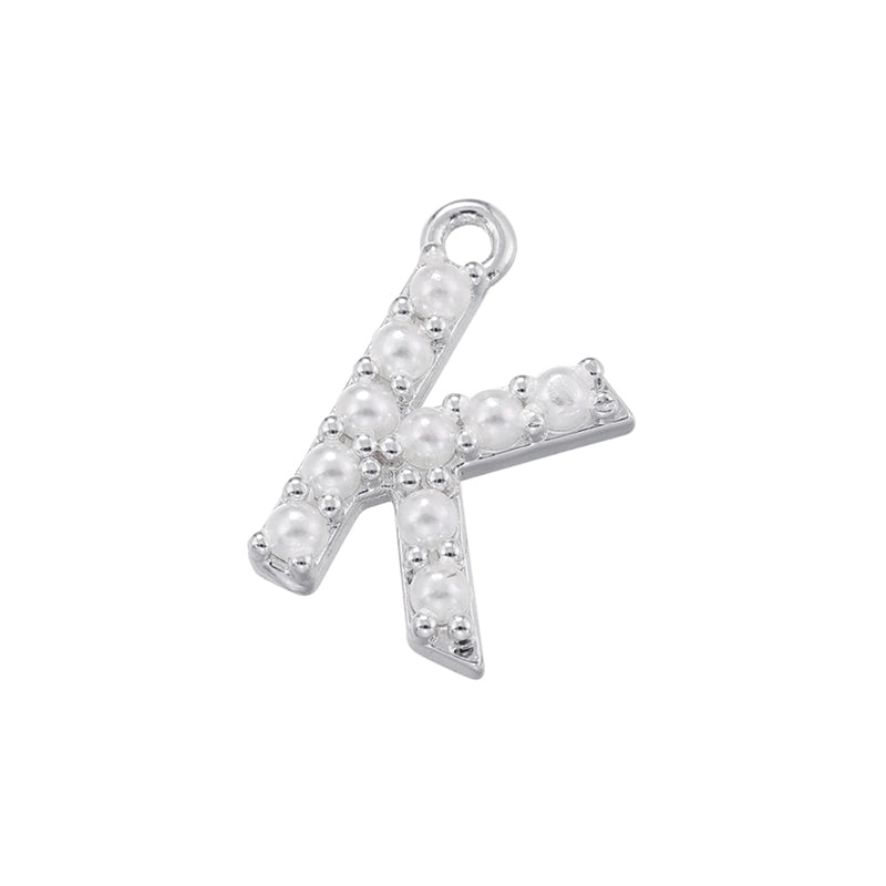 Casual Elegant Minimalist Letter Copper Plating Inlay Artificial Pearls 18k Gold Plated Charms