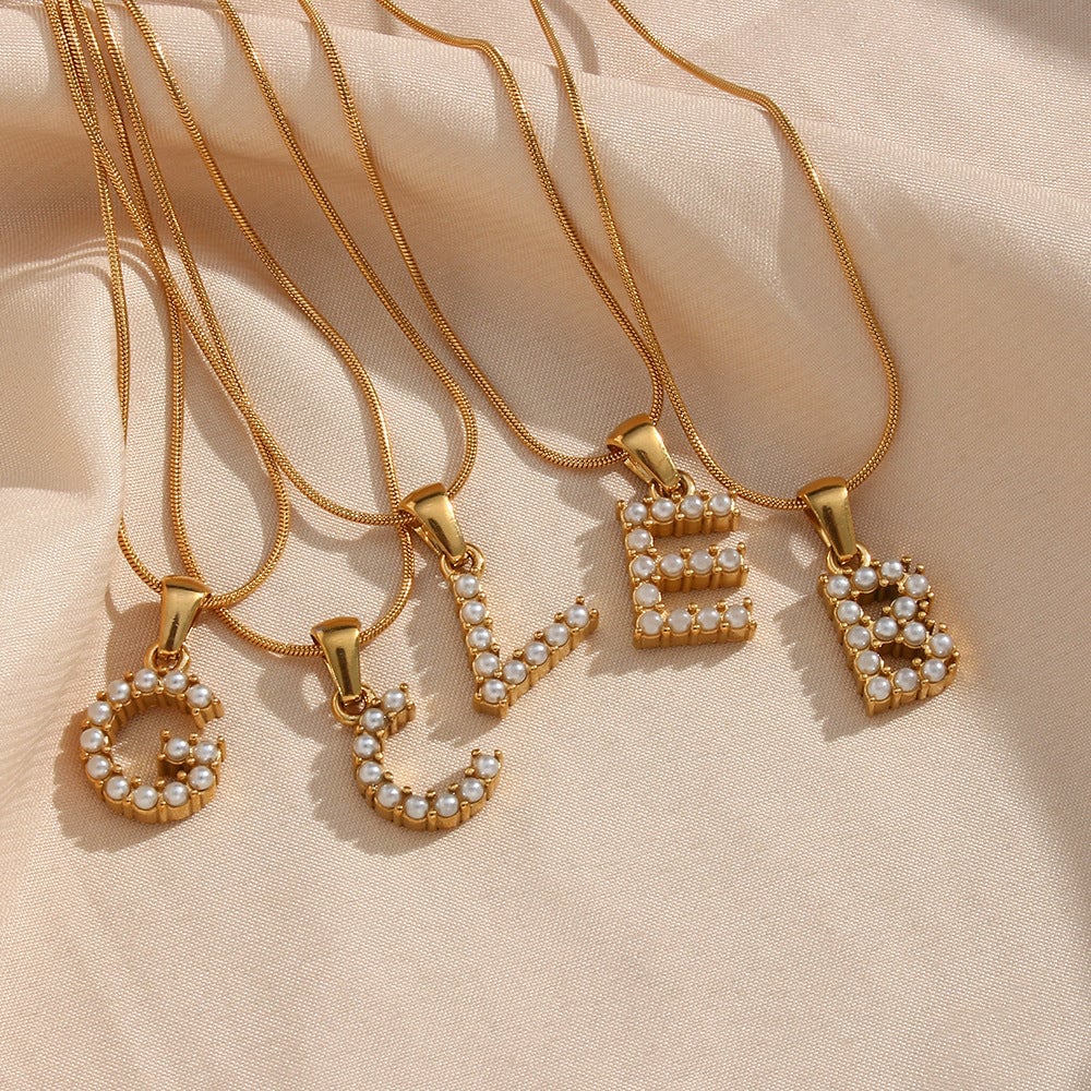 Fashion Letter Number Text Stainless Steel 18K Gold Plated Necklaces