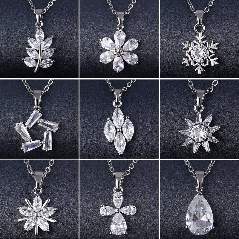 Peacock Leaves Water Droplets Stainless Steel Titanium Steel Platinum Plated Rhodium Plated Zircon Pendant Necklace
