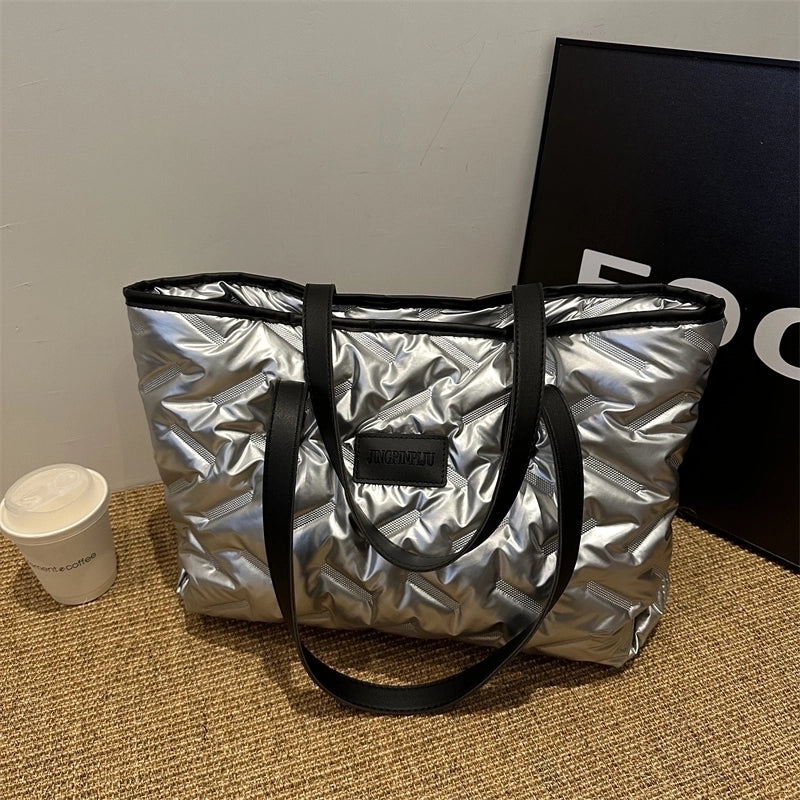 Women's Cotton Solid Color Classic Style Square Zipper Shoulder Bag