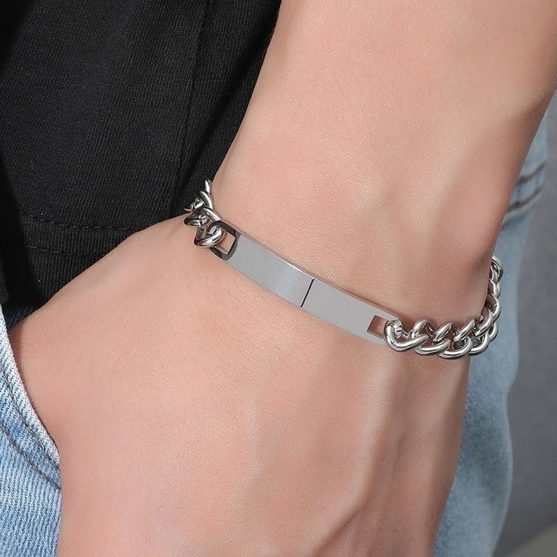 Minimalist Geometric Titanium Steel No Inlaid Bracelets In Bulk