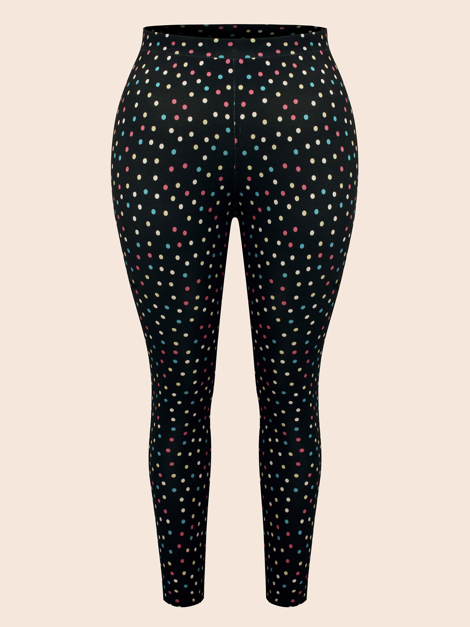 Color Polka Dot Mid Rise Skinny Leggings