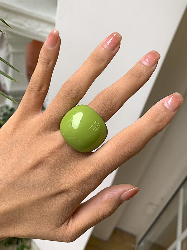 Solid Color Geometric Resin Rings Accessories