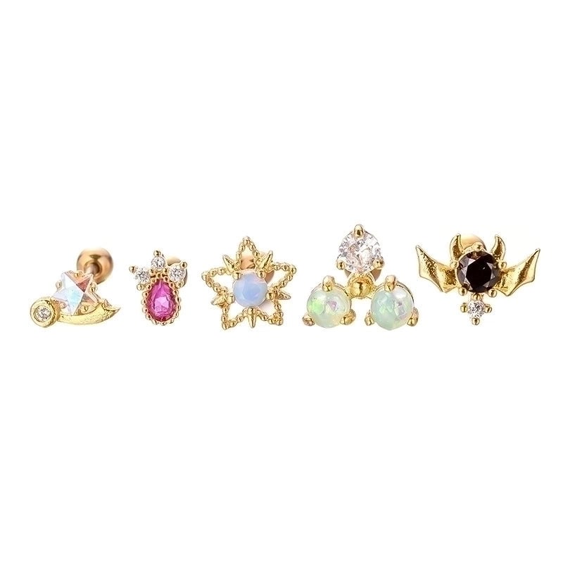 Minimalist Star Heart Shape Stainless Steel Copper Plating Inlay Zircon Ear Studs 1 Piece