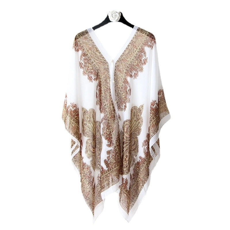 Women's Streetwear Geometric Chiffon Printing Shawl