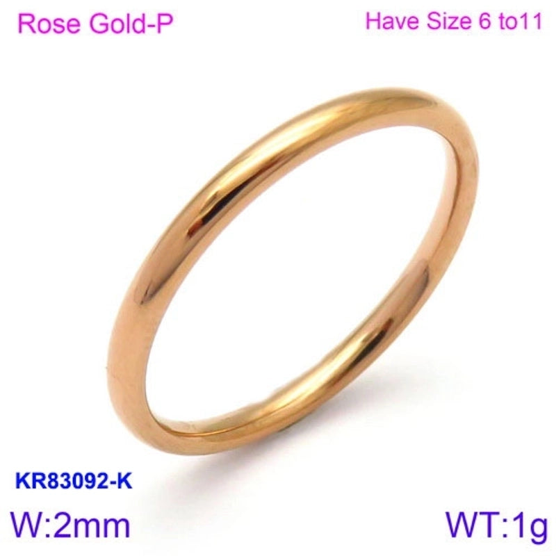 Fashion Round Titanium Steel 18K Gold Plated Polishing Stainless Steel Rings