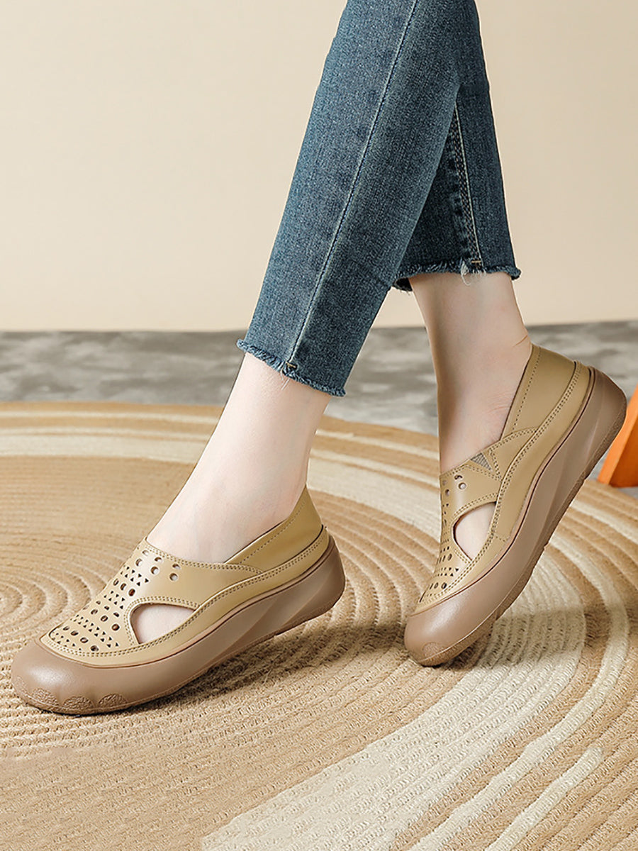 Women Summer Casual Genuine Leather Flat Sandals