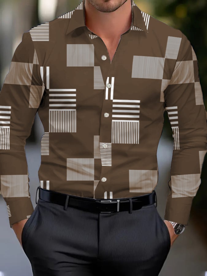 Men's Geometric Print Business Shirt