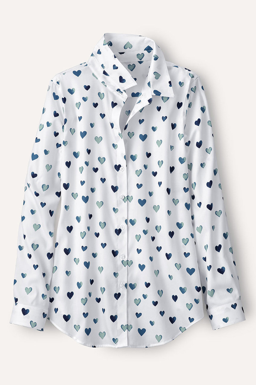 Confetti Hearts Long Sleeve No Iron Shirt