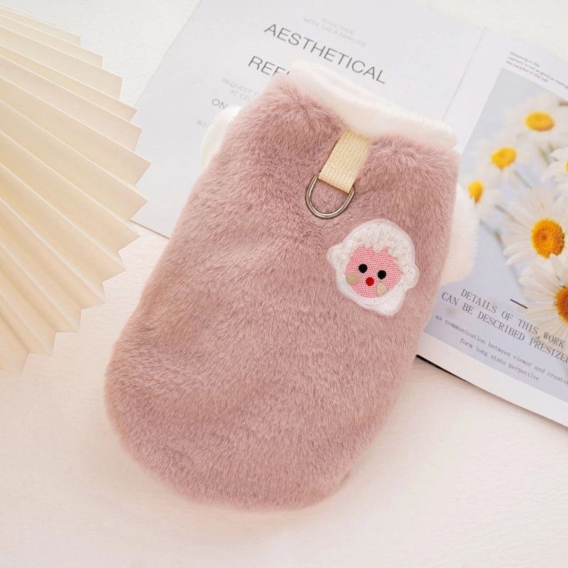 Thickened Warm Franece Velvet Embroidered Little Sheep Pet Clothes For Dogs Cats Autumn/winter Season