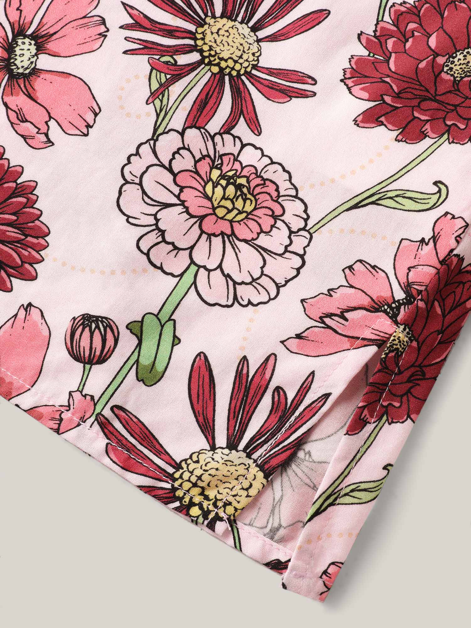 Large Floral Print Layered Sleeve Blouse