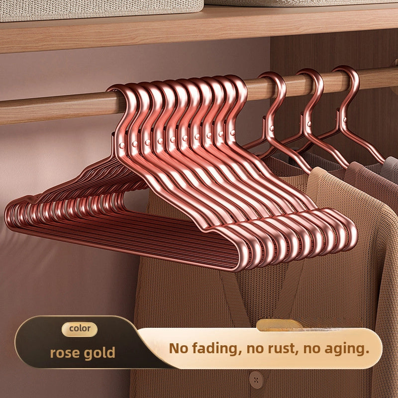 Space Aluminum Alloy Hanger Household Hanging Clothes Seamless Clothes Support Anti-slip Anti-shoulder Angle Light Luxury Metal Adult Drying Rack