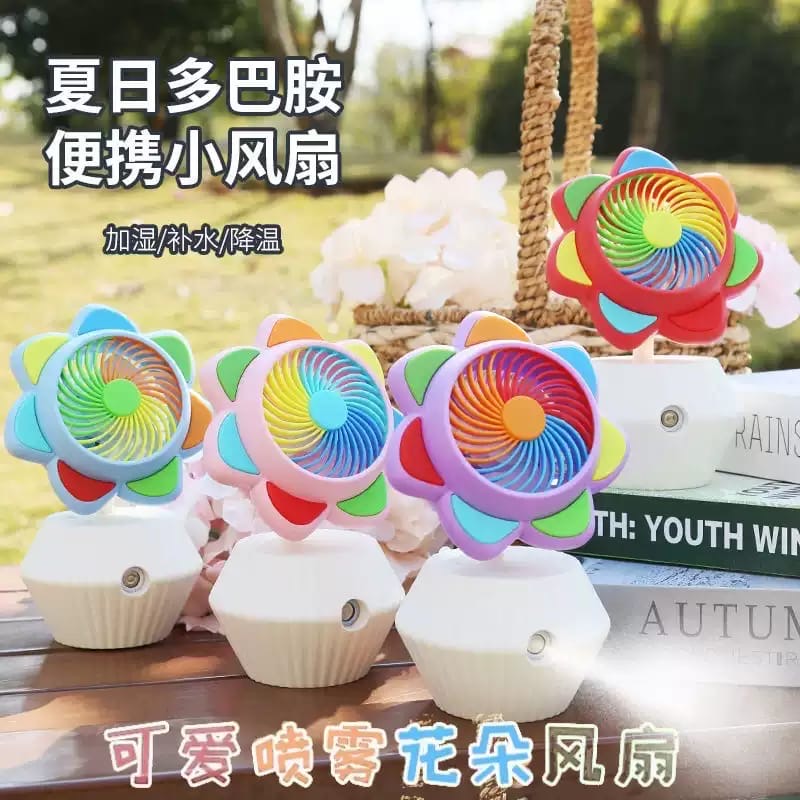 FLOWER RECHARGEABLE FAN WITH LIGHT