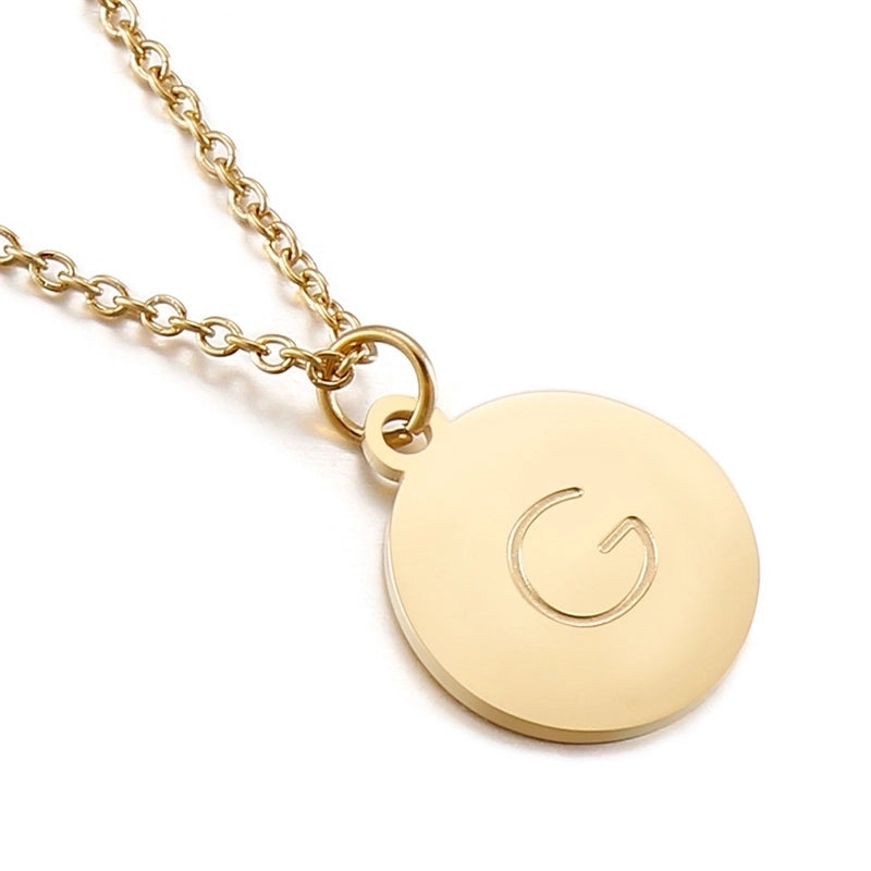 Titanium Steel 18K Gold Plated Minimalist Plating Letter Necklace