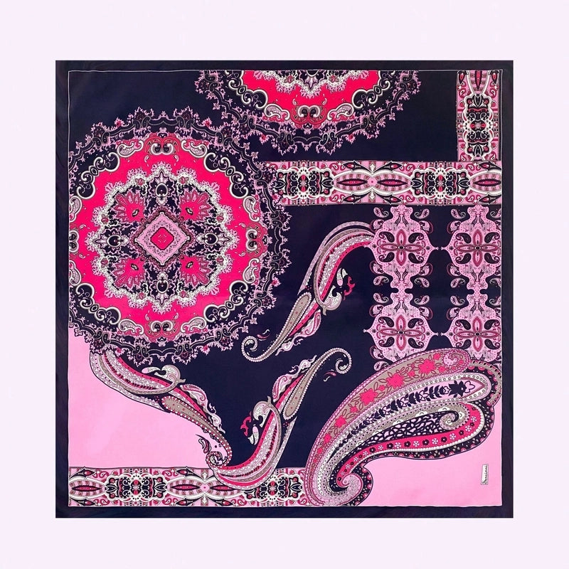 Women's Ethnic Style Flower Satin Printing Silk Scarf