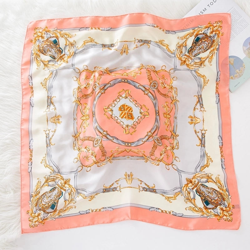 Women's Lady Modern Style Classic Style Printing Square Satin Silk Scarf